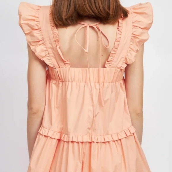 En Saison Peach Ruffle Midi Dress - Picture 3 of 8